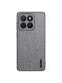 Удароустойчив гръб от еко кожа  с дървесна текстура за Honor X8c - сив