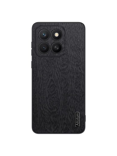 Удароустойчив гръб от еко кожа с дървесна текстура за Honor X8c - черен Удароустойчив гръб от еко кожа с дървесна текстура за Honor X8c - черен