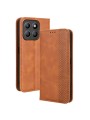 Калъф от еко кожа с ретро текстура тип портмоне за Honor X8c - кафяв