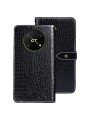 Калъф от еко кожа с крокодилова текстура тип портмоне за Honor X9 - черен