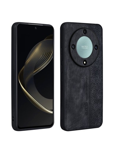 Противоплъзгащ се тънък гръб от еко кожа за Honor X9b - черен Противоплъзгащ се тънък гръб от еко кожа за Honor X9b - черен