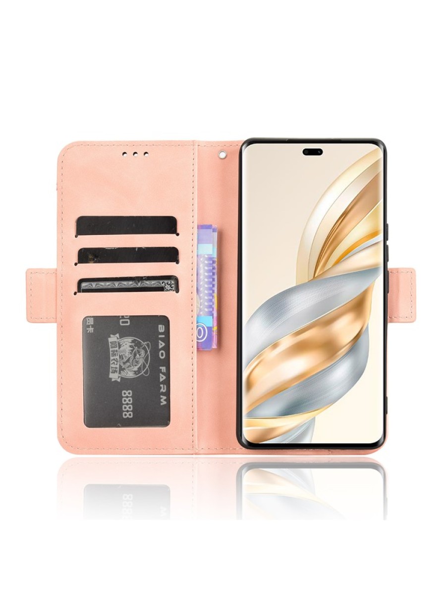 Калъф от еко кожа тип портмоне за Honor X9c - розов