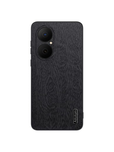 Удароустойчив гръб от еко кожа с дървесна текстура за Huawei Enjoy 80 - черен