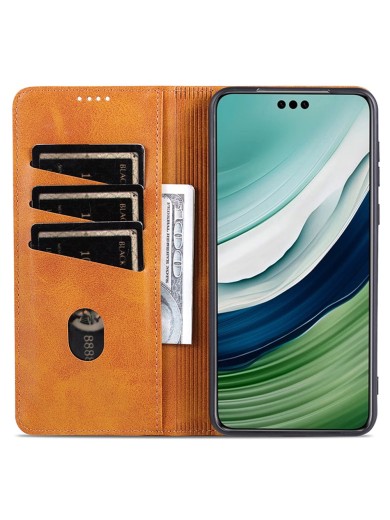 Калъф от еко кожа тип портмоне за Huawei Enjoy 80 - кафяв