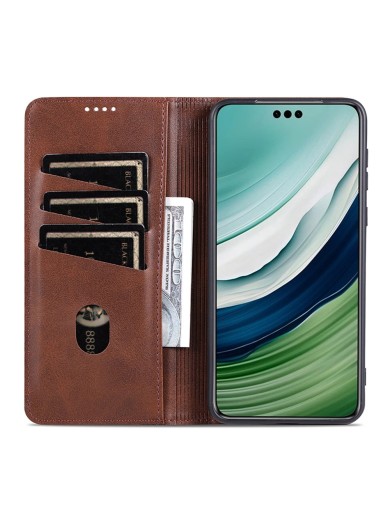 Калъф от еко кожа тип портмоне за Huawei Enjoy 80 - кафяв