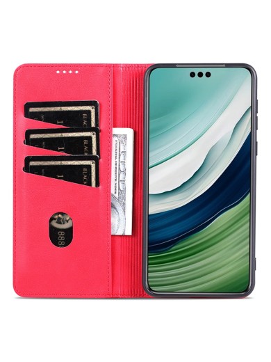 Калъф от еко кожа тип портмоне за Huawei Enjoy 80 - червен