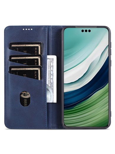 Калъф от еко кожа тип портмоне за Huawei Enjoy 80 - син