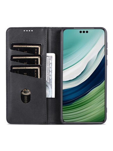 Калъф от еко кожа тип портмоне за Huawei Enjoy 80 - черен