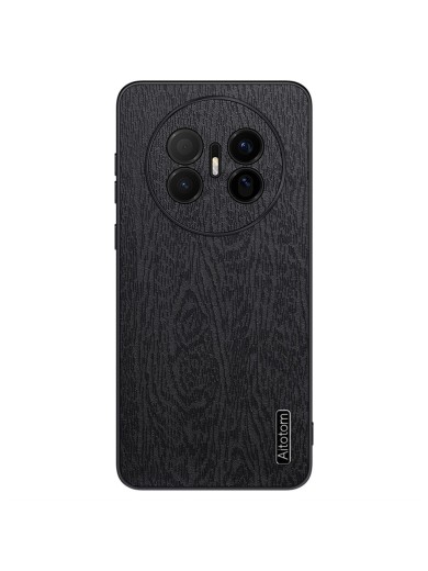 Удароустойчив гръб от еко кожа с дървесна текстура за Huawei Mate 70 Air - черен Удароустойчив гръб от еко кожа с дървесна текстура за Huawei Mate 70 Air - черен