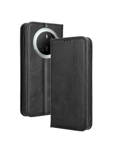 Калъф от еко кожа с ретро текстура тип портмоне за Huawei Mate 70 - черен Калъф от еко кожа с ретро текстура тип портмоне за Huawei Mate 70 - черен