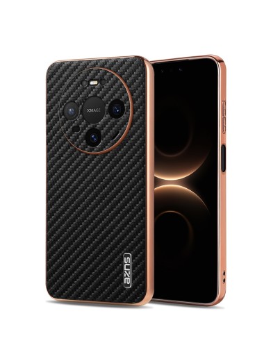 Предпазен гръб с галванично покритие и еко кожа за Huawei Mate 80 - черен