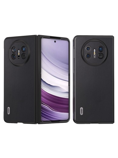 Устойчив на надрскване предпазен гръб от еко кожа за Huawei Mate X5 - черен