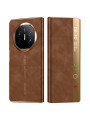 Калъф от еко кожа с функция за автоматично събуждане за Huawei Mate X6 - кафяв и златист