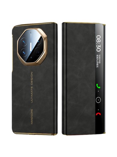 Калъф от еко кожа с функция за автоматично събуждане за Huawei Mate XTs Ultimate - черен