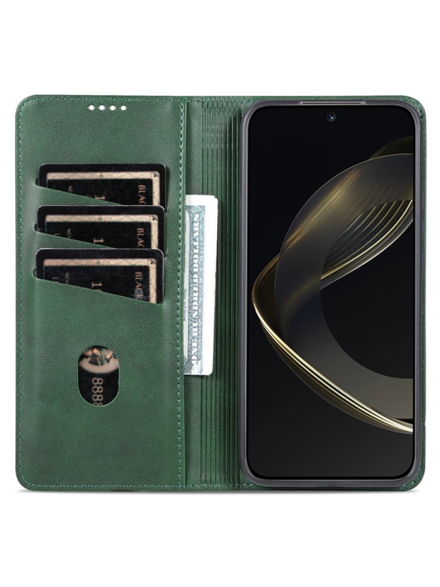 Калъф от еко кожа тип портмоне за Huawei nova 11 Pro - зелен