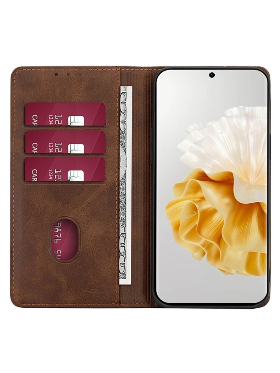 Калъф от еко кожа тип портмоне за Huawei nova 11 Pro - кафяв