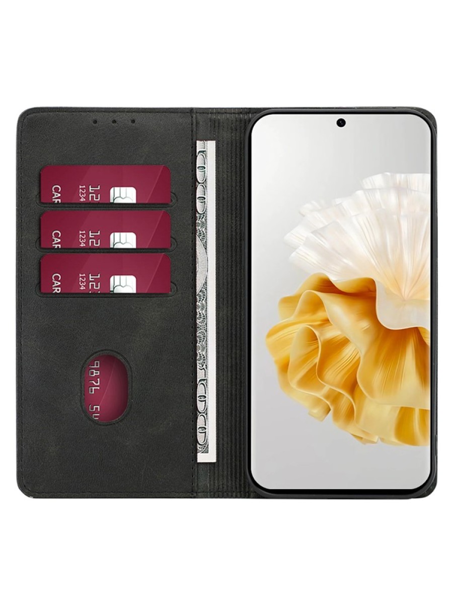 Калъф от еко кожа тип портмоне за Huawei nova 11 Pro - черен