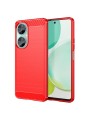 Мек удароустойчив гръб с текстура на карбонови влакна за Huawei nova 11i - червен