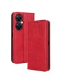Калъф от еко кожа с ретро текстура тип портмоне за Huawei nova 11i - червен