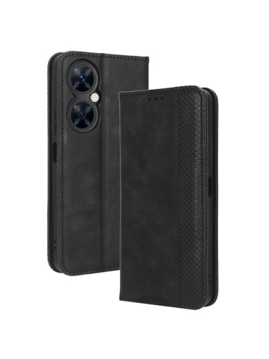 Калъф от еко кожа с ретро текстура тип портмоне за Huawei nova 11i - черен Калъф от еко кожа с ретро текстура тип портмоне за Huawei nova 11i - черен