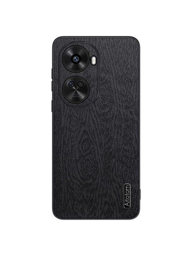 Удароустойчив гръб от еко кожа с дървесна текстура за Huawei nova 12 SE - черен Удароустойчив гръб от еко кожа с дървесна текстура за Huawei nova 12 SE - черен