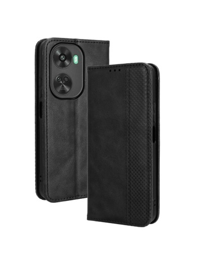 Калъф от еко кожа с ретро текстура тип портмоне за Huawei nova 12 SE - черен Калъф от еко кожа с ретро текстура тип портмоне за Huawei nova 12 SE - черен