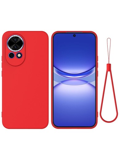 Предпазен удароустойчив силиконов гръб с каишка за Huawei nova 13 - червен Предпазен удароустойчив силиконов гръб с каишка за Huawei nova 13 - червен