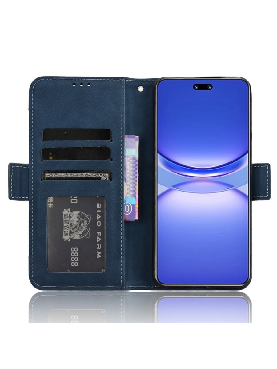 Калъф от еко кожа тип портмоне за Huawei nova 13 - син