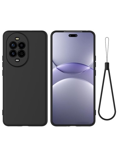 Предпазен удароустойчив силиконов гръб с каишка за Huawei nova 13 Pro - черен