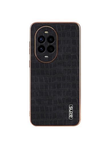 Предпазен гръб от еко кожа с крокодилски шарки за Huawei nova 13 Pro - черен
