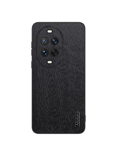 Удароустойчив гръб от еко кожа с дървесна текстура за Huawei nova 14 Pro - черен