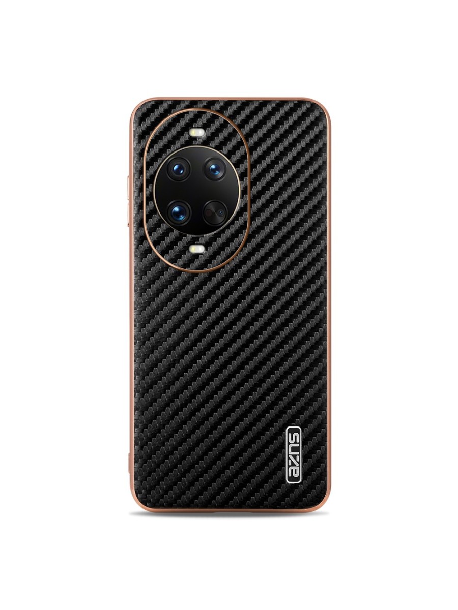 Предпазен гръб с галванично покритие и еко кожа за Huawei nova 14 Pro - черен