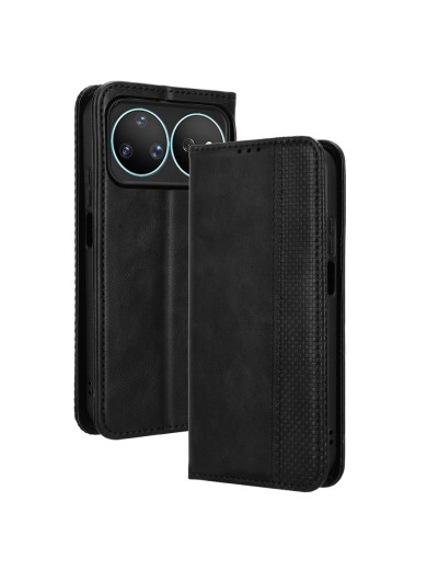 Калъф от еко кожа с ретро текстура тип портмоне за Huawei nova 16 Pro - черен