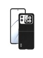 Предпазен гръб от естествена телешка кожа за Huawei nova Flip - черен