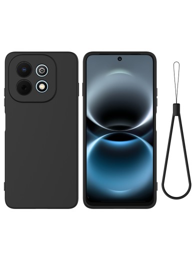Предпазен устойчив на надраскване силиконов гръб с каишка за Huawei nova Y74 - черен Предпазен устойчив на надраскване силиконов гръб с каишка за Huawei nova Y74 - черен