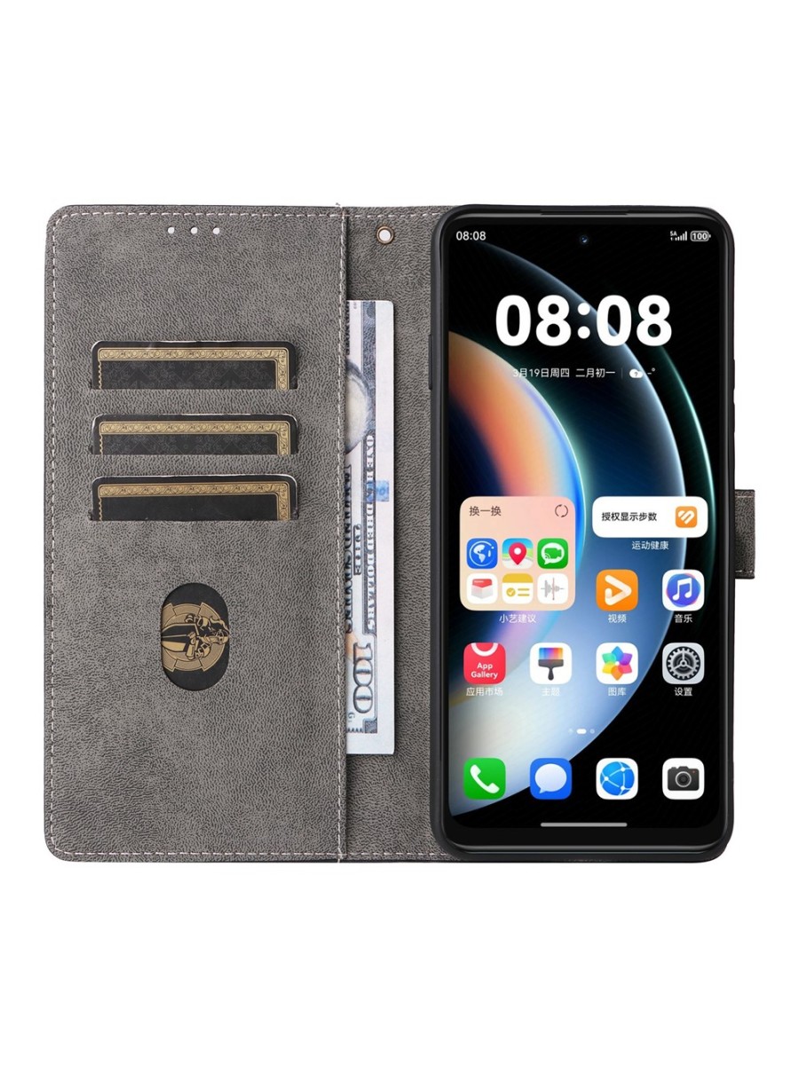 Калъф от еко кожа тип портмоне с RFID блокиране за Huawei nova Y74 - черен