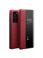 Калъф за телефон от естествена телешка кожа за Huawei P40 - червен