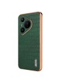 Предпазен гръб от еко кожа с крокодилски шарки за Huawei Pura 70 - зелен
