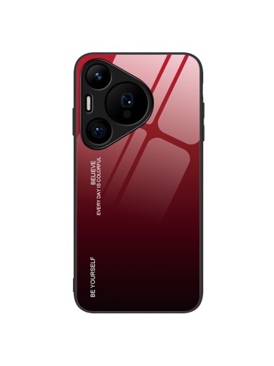 Предпазен гръб от закалено стъкло за Huawei Pura 70 - червен и черен Предпазен гръб от закалено стъкло за Huawei Pura 70 - червен и черен