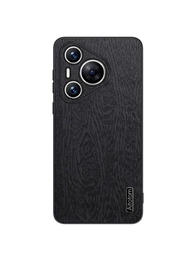 Удароустойчив гръб от еко кожа с дървесна текстура за Huawei Pura 70 - черен Удароустойчив гръб от еко кожа с дървесна текстура за Huawei Pura 70 - черен