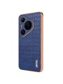 Предпазен гръб от еко кожа с крокодилски шарки за Huawei Pura 70 Pro+ - син