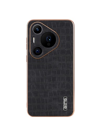 Предпазен гръб от еко кожа с крокодилски шарки за Huawei Pura 70 Pro+ - черен Предпазен гръб от еко кожа с крокодилски шарки за Huawei Pura 70 Pro+ - черен