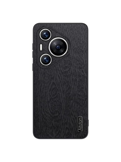 Удароустойчив гръб от еко кожа с дървесна текстура за Huawei Pura 70 Pro+ - черен Удароустойчив гръб от еко кожа с дървесна текстура за Huawei Pura 70 Pro+ - черен