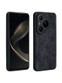 Противоплъзгащ се тънък гръб от еко кожа за Huawei Pura 70 Pro+ - черен