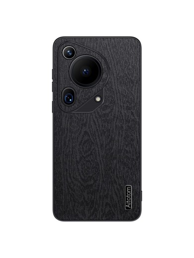 Удароустойчив гръб от еко кожа с дървесна текстура за Huawei Pura 70 Ultra - черен Удароустойчив гръб от еко кожа с дървесна текстура за Huawei Pura 70 Ultra - черен