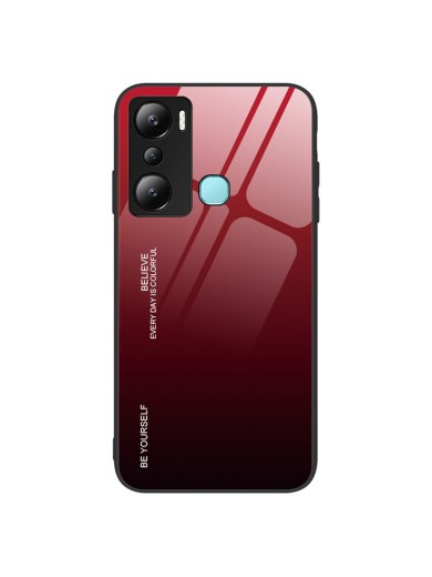 Предпазен гръб от закалено стъкло за Infinix Hot 20i - червен и черен