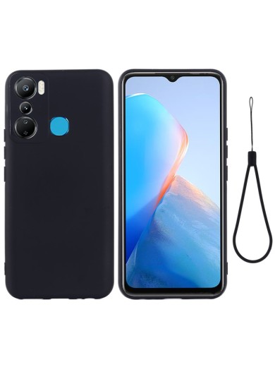 Предпазен удароустойчив силиконов гръб с каишка за Infinix Hot 20i - черен