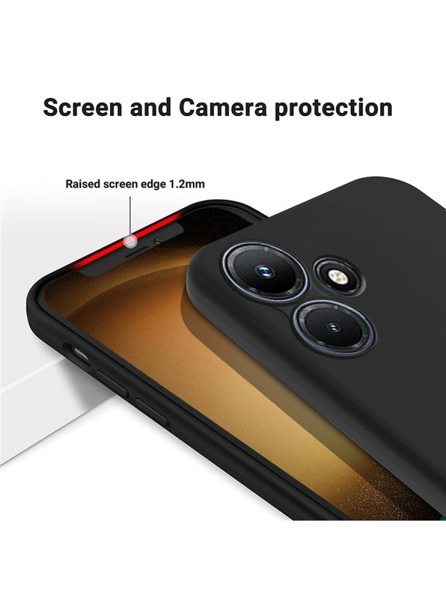 Предпазен удароустойчив силиконов гръб с каишка за Infinix Hot 30i - черен