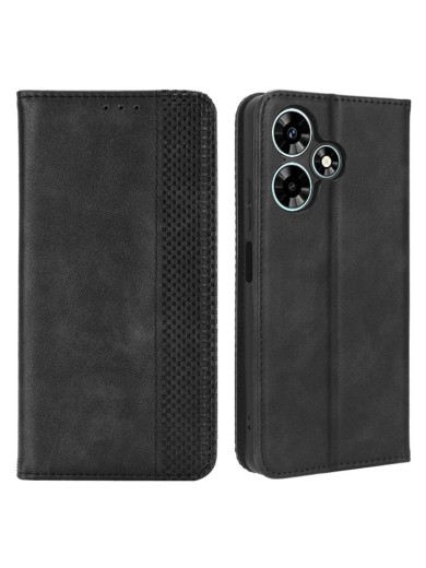 Калъф от еко кожа с ретро текстура тип портмоне за Infinix Hot 30i - черен Калъф от еко кожа с ретро текстура тип портмоне за Infinix Hot 30i - черен