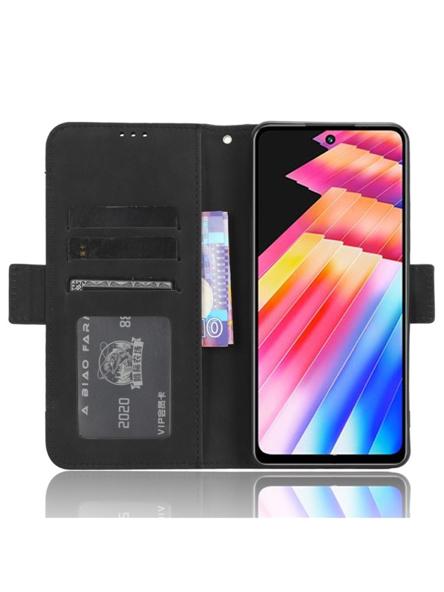 Калъф от еко кожа тип портмоне за Infinix Hot 30i - черен